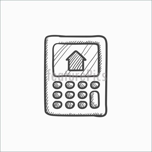 500x500 Calculator With House On Display Sketch Icon. Illustration - Sketch Calculator