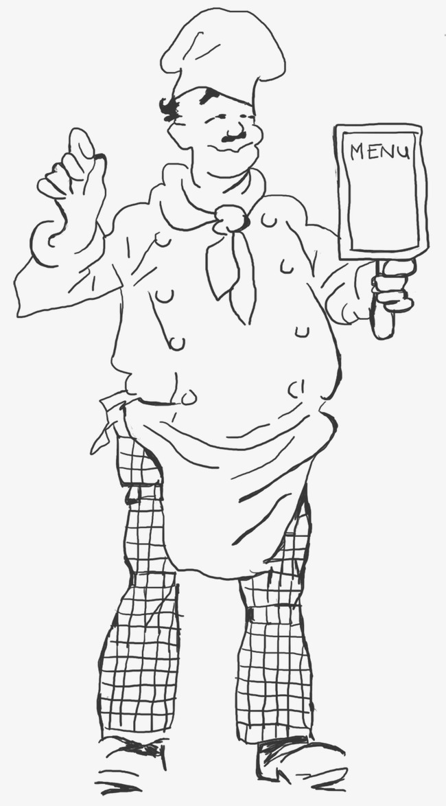 650x1174 Hand Painted Cartoon Chef, Cartoon Clipart, Chef Clipart, Sketch - Sketch Chef