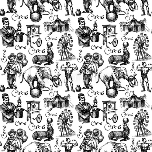 500x500 Hand Drawn Sketch Circus And Amusement Vector Illustration - Sketch Circus