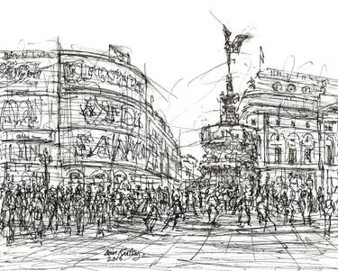 375x301 Piccadilly Circus Drawing By Brian Keating Saatchi Art - Sketch Circus