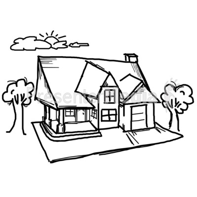 400x400 House Sketch Clipart - Sketch Clipart