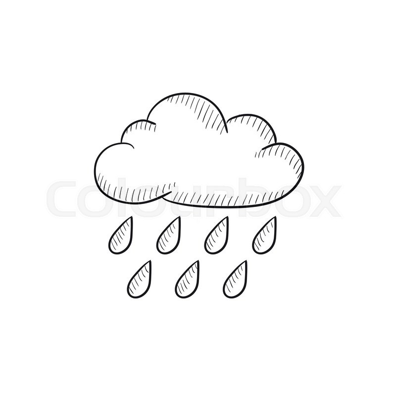 800x800 Cloud And Rain Vector Sketch Icon Isolated On Background. Hand - Sketch Cloud