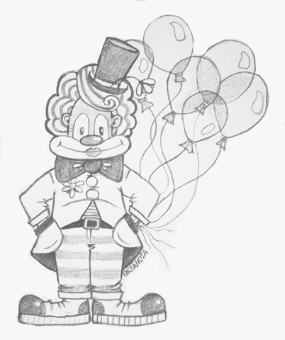 402x480 Clown With Balloons - Sketch Clown