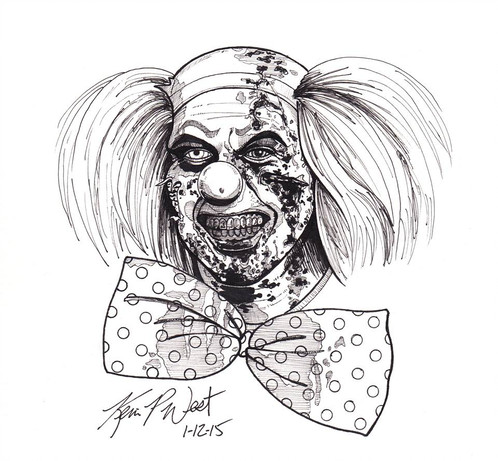 498x461 Kevin West Original Sketch Zombieland Clown 9 X 8.5 - Sketch Clown