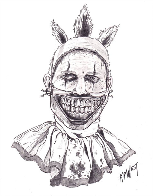498x639 Twisty The Clown Ahs Freakshow Pencil Sketch Original - Sketch Clown