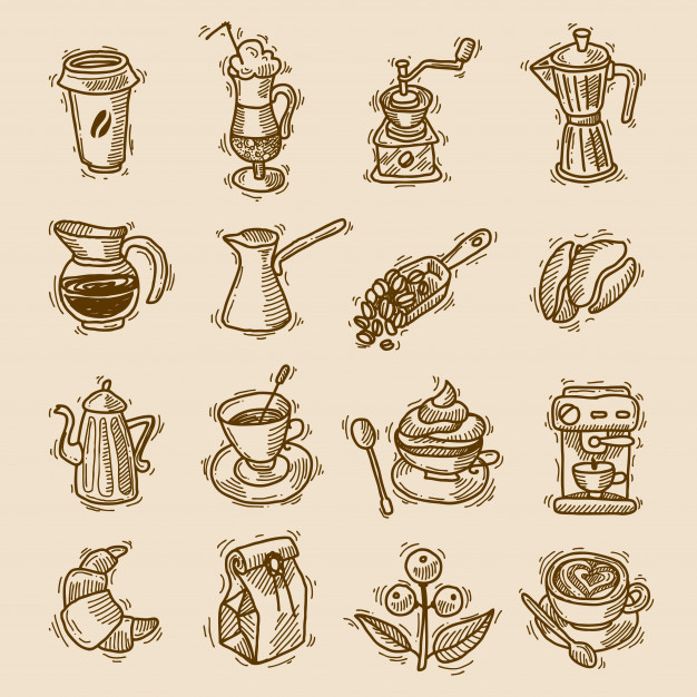 626x626 Coffee Sketch Icons Set Vector Free Download - Sketch Coffee