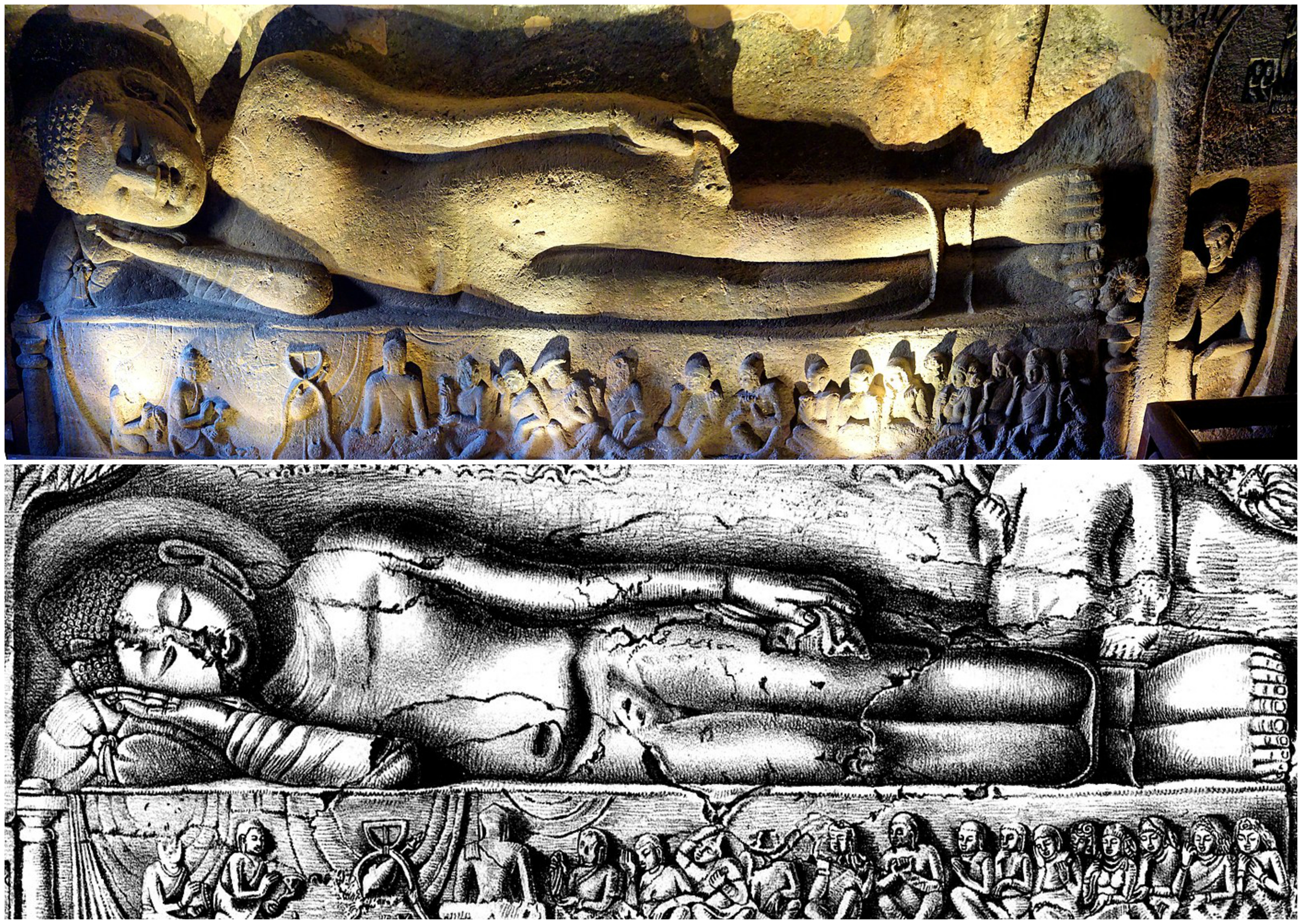 4000x2839 File19th Century Sketch And 21st Century Photo Collage, Cave 26 - Sketch Collage