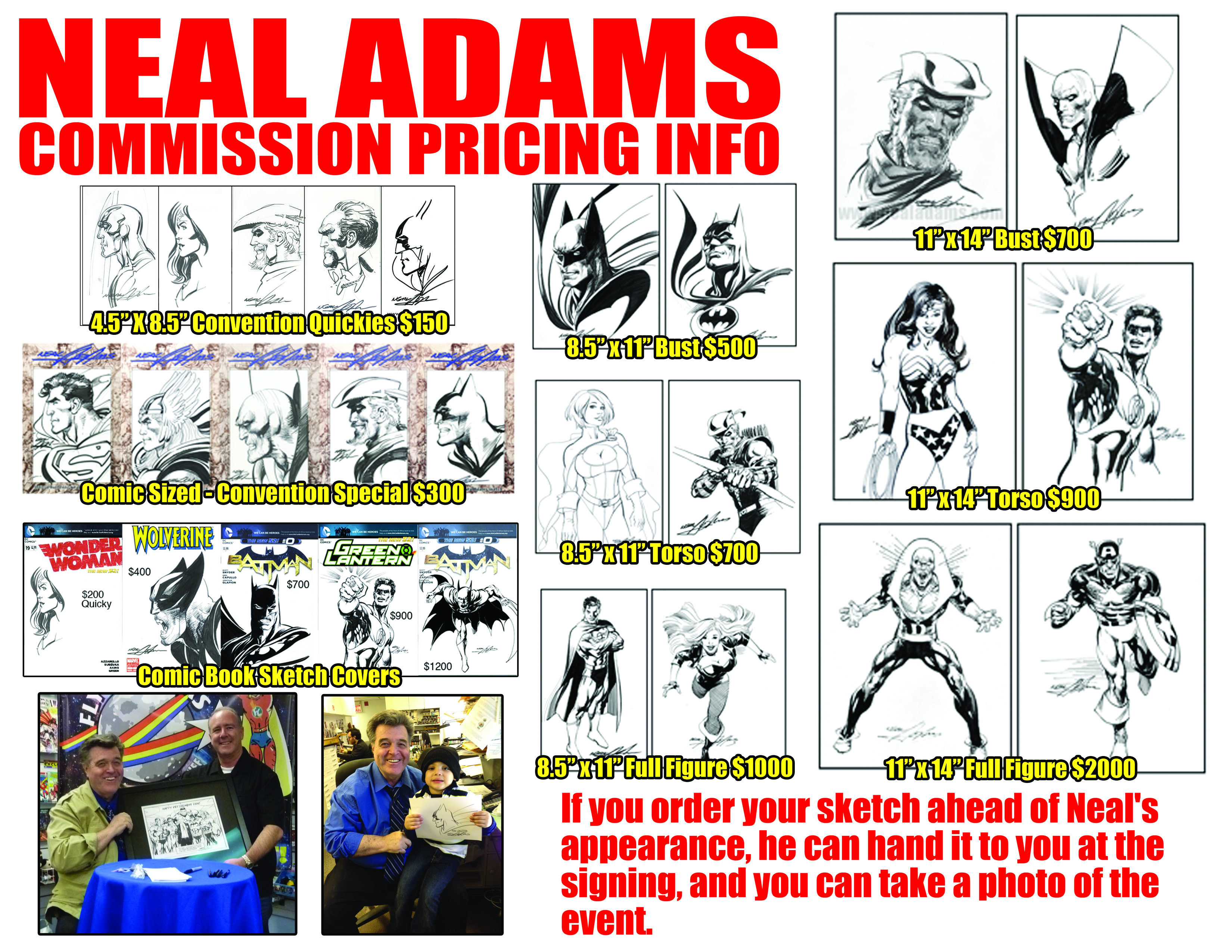 3300x2550 Neal Adams Commission Pricing. Mostly Comics - Sketch Commission Prices