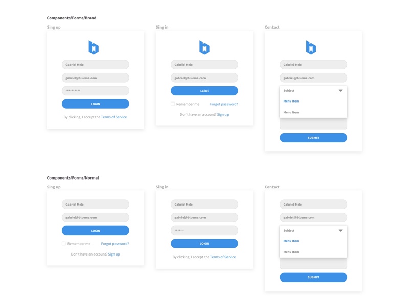 800x600 Basic Form Components Sketch Freebie - Sketch Contact