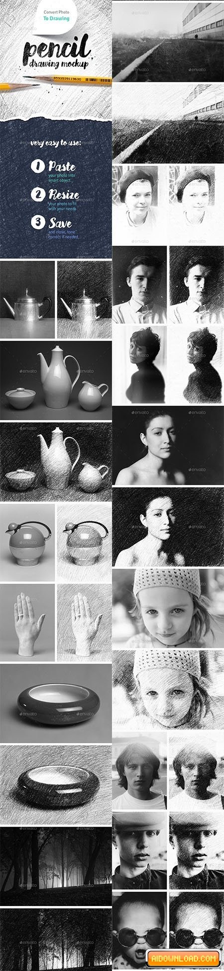 450x1945 Pencil Drawing Mockup Photo To Sketch Converter Free Download - Sketch Converter