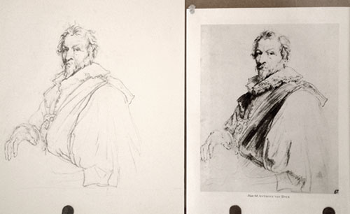 500x306 Old Master Drawing Copy Van Dyck - Sketch Copy