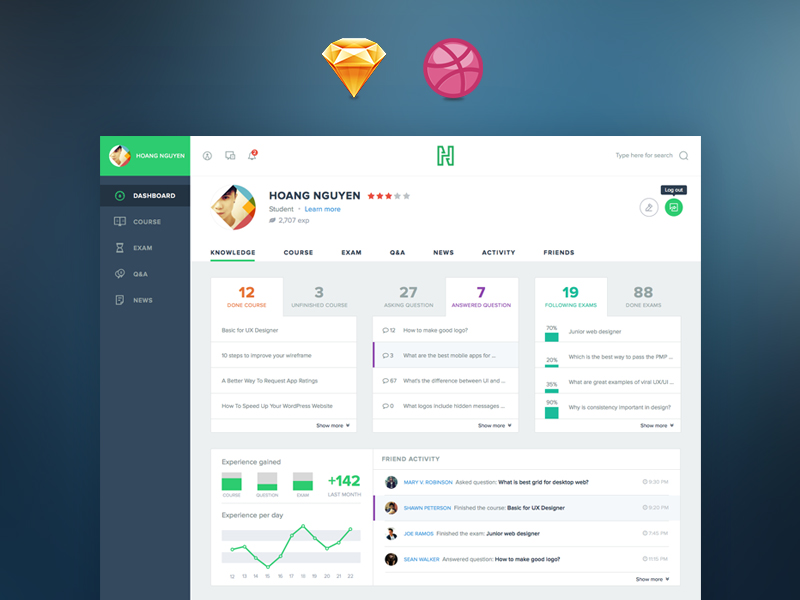 800x600 Freebie Course Dashboard (Sketch) By Hoang Nguyen - Sketch Course