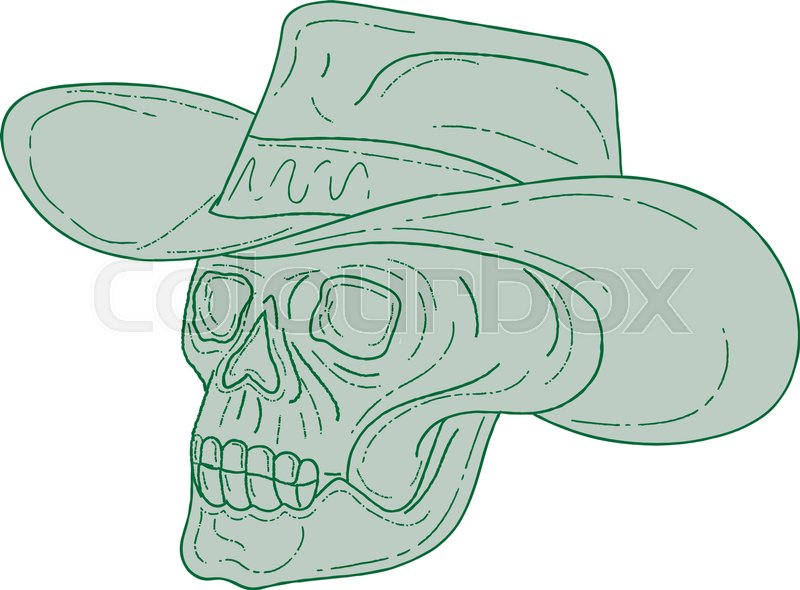 800x590 Drawing Sketch Style Illustration Of A Cowboy Skull Chef Cook - Sketch Cowboy