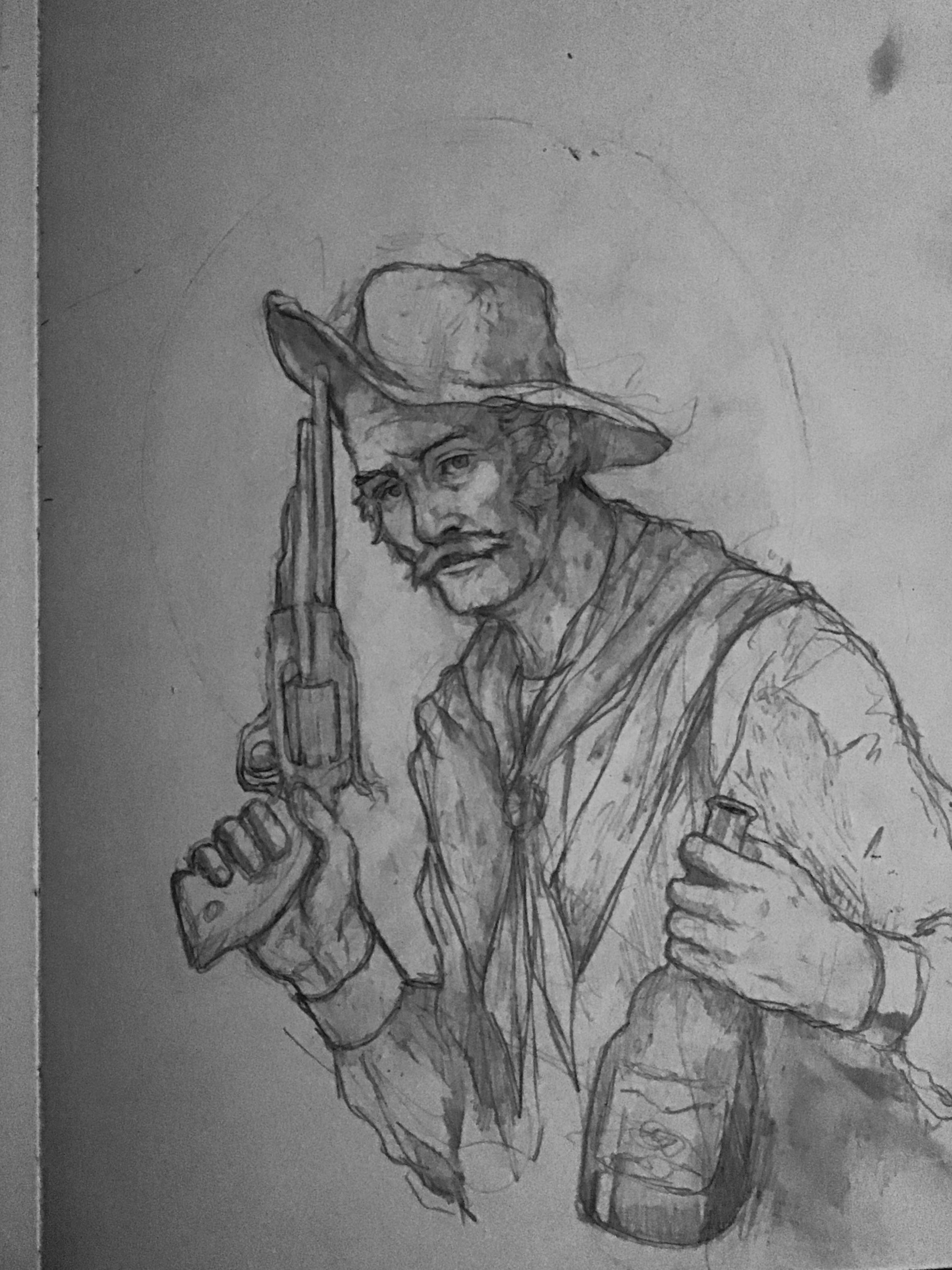 2366x3156 Cowboy Sketch Drawing - Sketch Cowboy