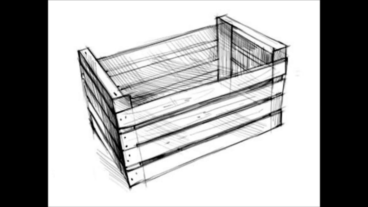 Ящик рисунок. Деревянный ящик в перспективе. Ящик для рисования. Деревянный ящик нарисованный.