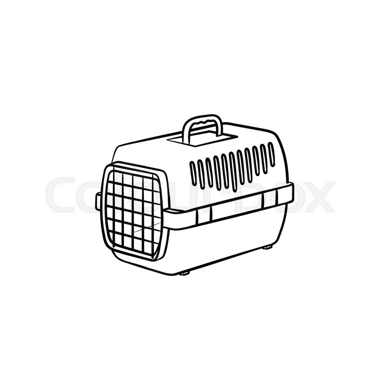 800x800 Pets Transportation Box Hand Drawn Outline Doodle Icon. Cage With - Sketch Crate