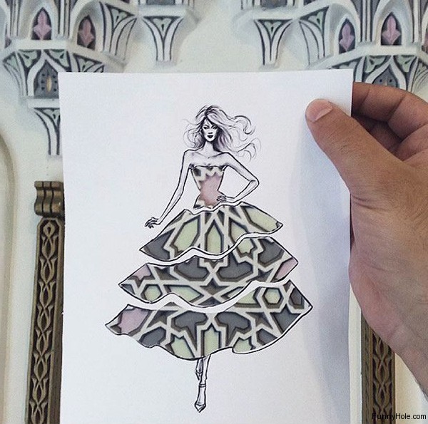 600x595 Creative Fashion Sketch With Building Funny Hole Why So Bored - Sketch Creative