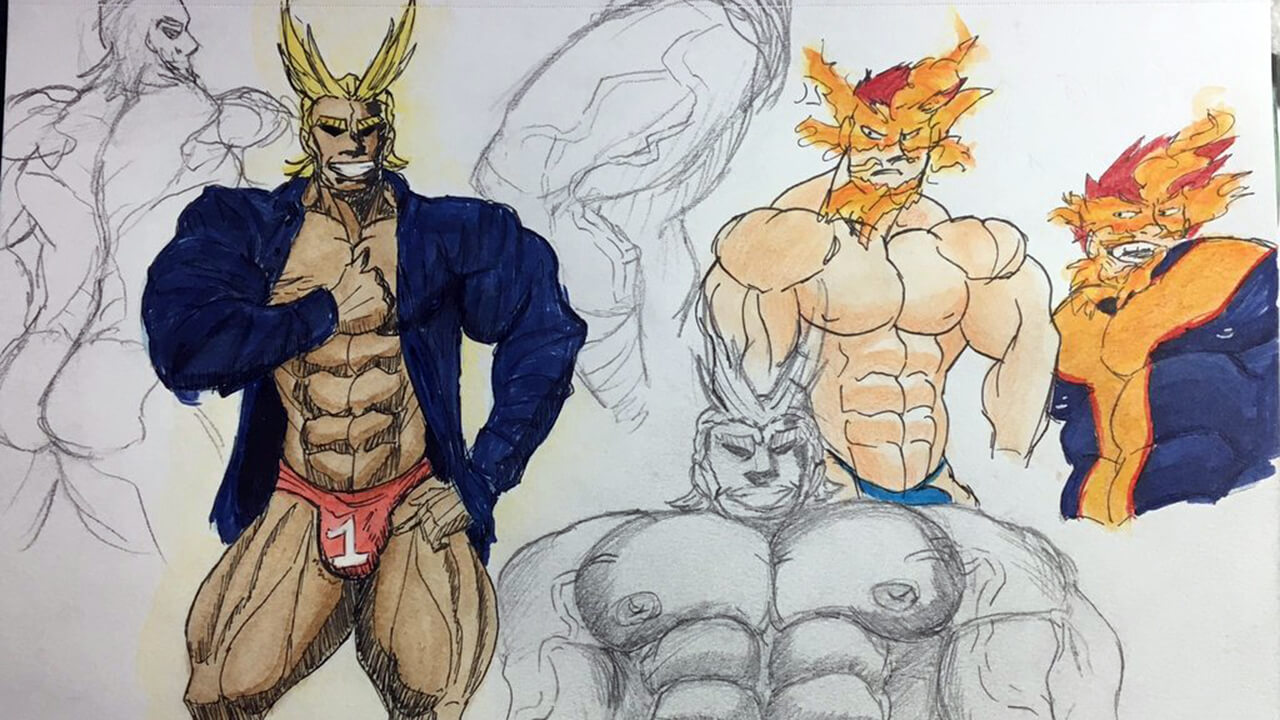 1280x720 My Hero Academia Creator Shares Plus Ultra All Might Sketch - Sket...