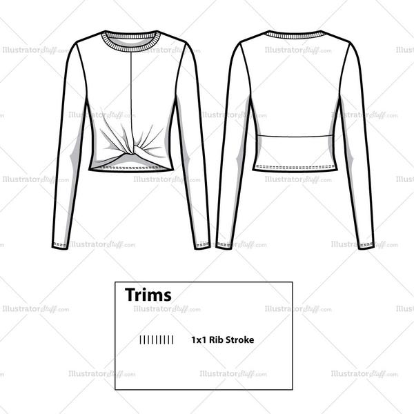 600x600 Twisted Crop Top Flat Template Templates For Fashion - Sketch Crop