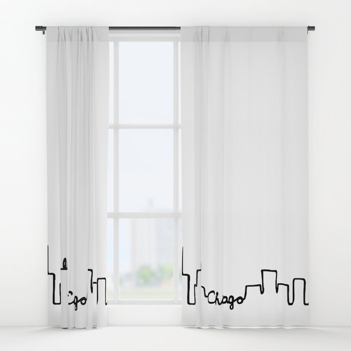 700x700 Chicago Skyline Abstract Sketch Window Curtains By Stopthepresses - Sketch Curtains