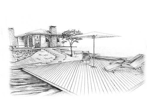 500x354 Deck Piscina Grafite Sobre Papel Tela Boby Pirovics - Sketch Deck