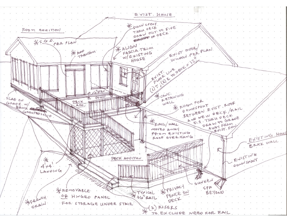 942x728 Sunroom Deck Sketch - Sketch Deck
