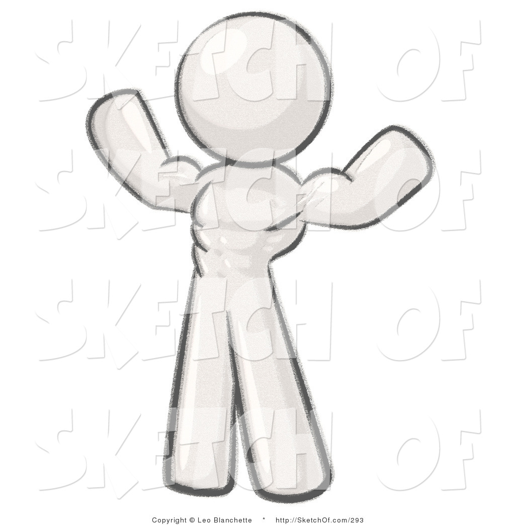 1024x1044 Drawing Of A Weight Lifter Man Flexing His Muscles And Showing The - Sketch Definition