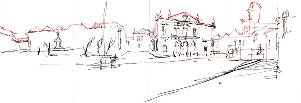600x206 Urban Sketching A Panorama In Pen Amp Ink And Watercolor - Sketch Demo