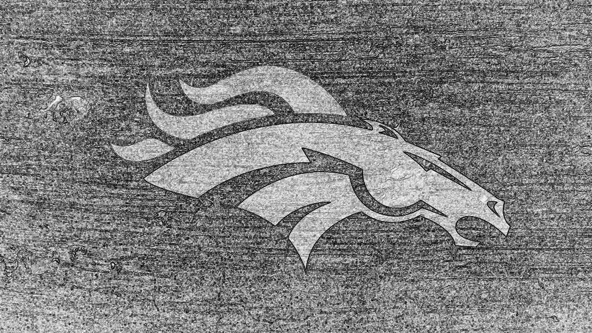 1920x1080 Denver Broncos Logo Sketch Bampw On Concrete 1920x1080 Hd Nfl - Sketch Denver