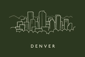 300x200 Denver Colorado City Skyline Pencil Sketch Art Print Poster 18x12 - Sketch Denver