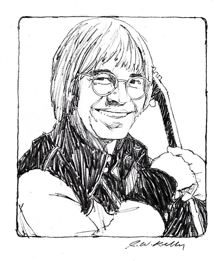 757x900 John Denver Sketch Painting By J W Kelly - Sketch Denver