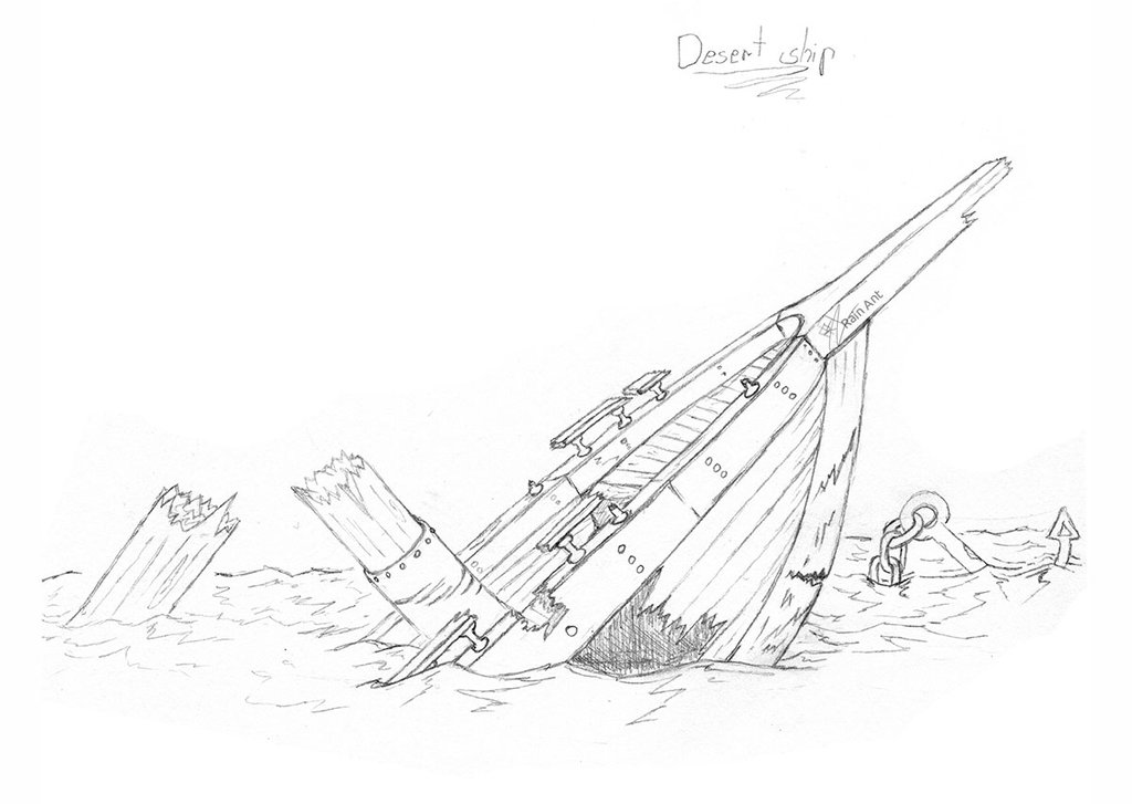 1024x727 Desert Ship Sketch By Rain Ant - Sketch Desert