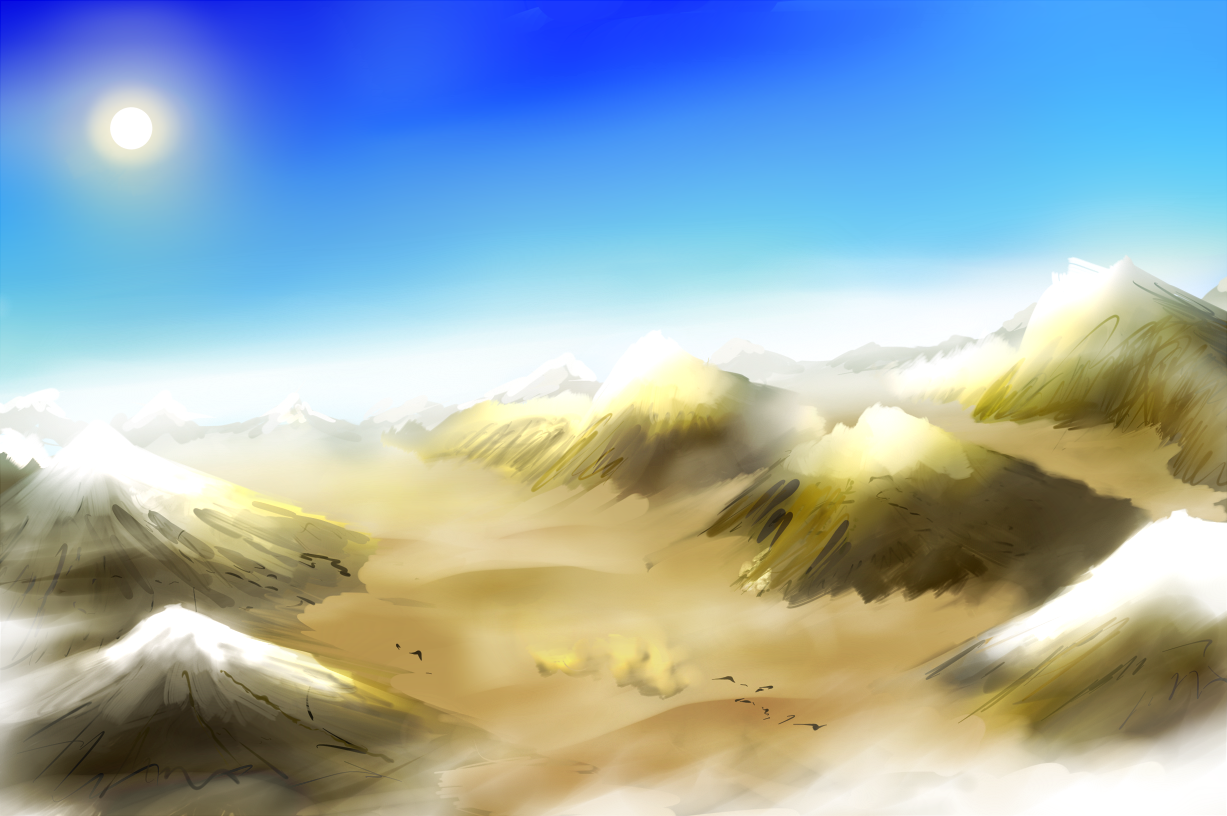 1227x816 Sketch Desert Snow Mountains By Captainzepto - Sketch Desert