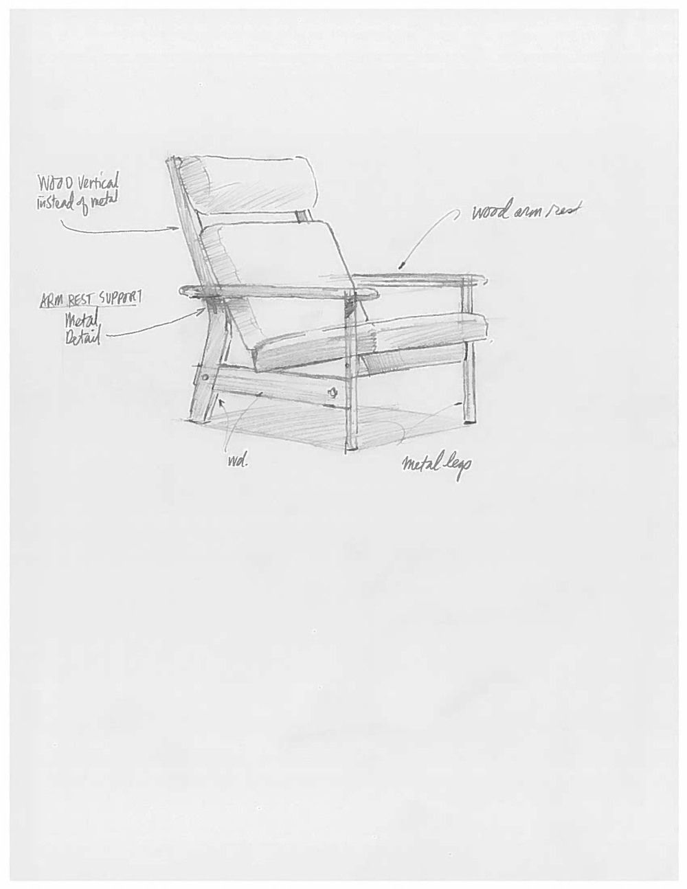 1000x1294 Quick Sketch For One Of 7 Proposed Lounge Chair Designs Concept - Sketch Design Lounge