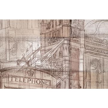 360x360 China Gris Sketch London Wall Mural Art Wallpaper Design Living - Sketch Design Lounge