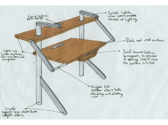 560x419 Sketch Book Convertible Desk - Sketch Desk