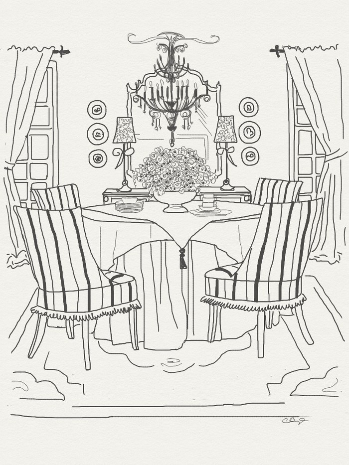 700x933 Sketch Of Dining Room - Sketch Dining Table
