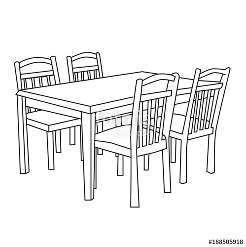 499x500 Sketch Dining Table With Chairs Stock Image And Royalty Free - Sketch Dining Table