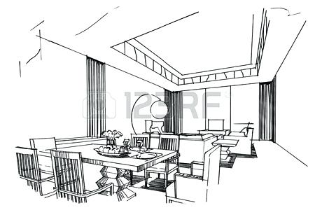 450x300 Dining Room Sketch Dining Room Stock Illustrations And Royalty - Sketch Dining Table