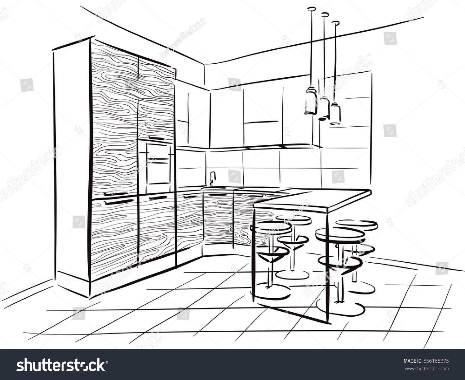 1500x1224 Kitchen Interior Design Sketch Interior Design Sketches On - Sketch Dinner