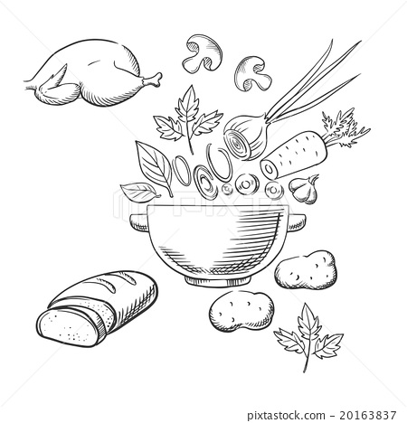 450x468 Sketch Of Cooking A Dinner Salad - Sketch Dinner