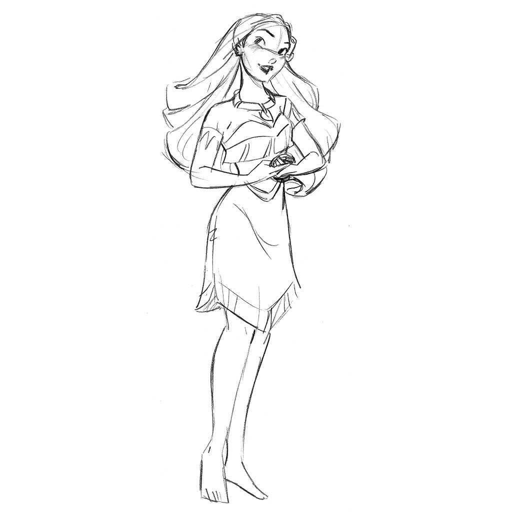 1024x1024 Disney Princess Pocahontas Ornament - Sketch Disney Princess