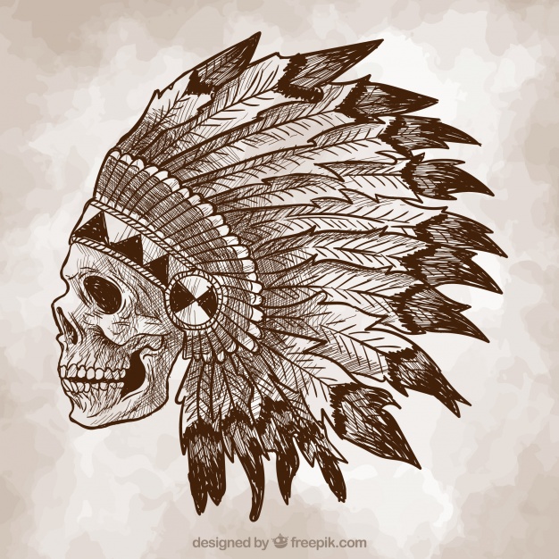 626x626 Indian Skull Sketch Background Vector Free Download - Sketch Download