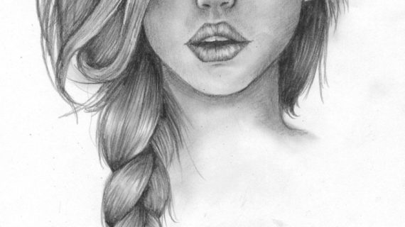 570x320 Sketch Drawing Of A Girl Girl In The Water - Sketch Drawing Girl