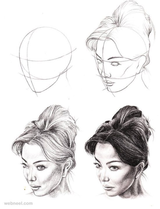 550x720 How To Draw A Face - Sketch Drawing Step By Step
