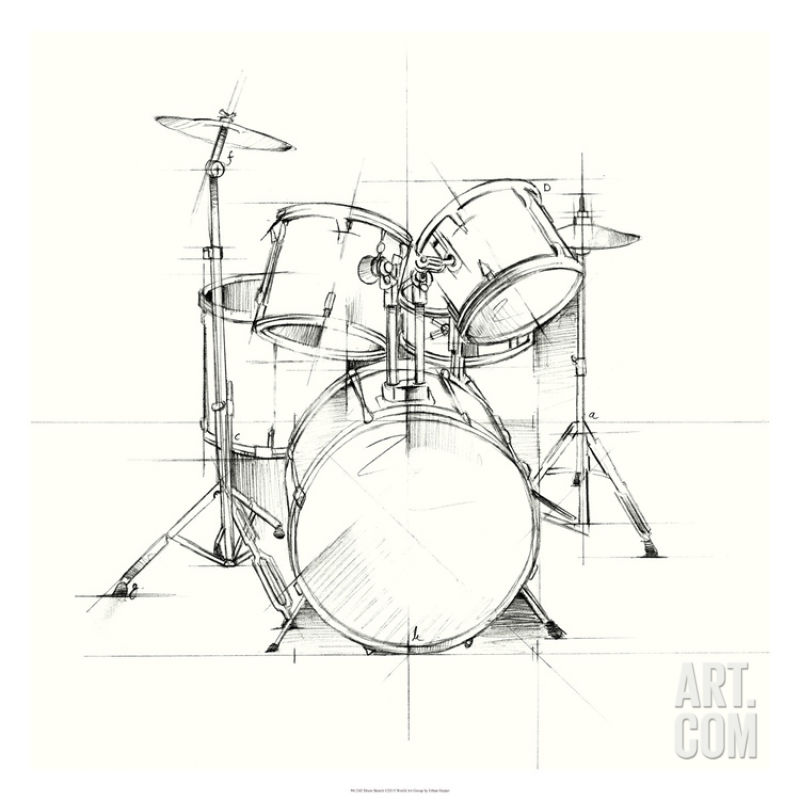 800x800 Drum Sketch Premium Giclee Poster Print By Ethan Harper, 26x26 Ebay - Sketch Drum
