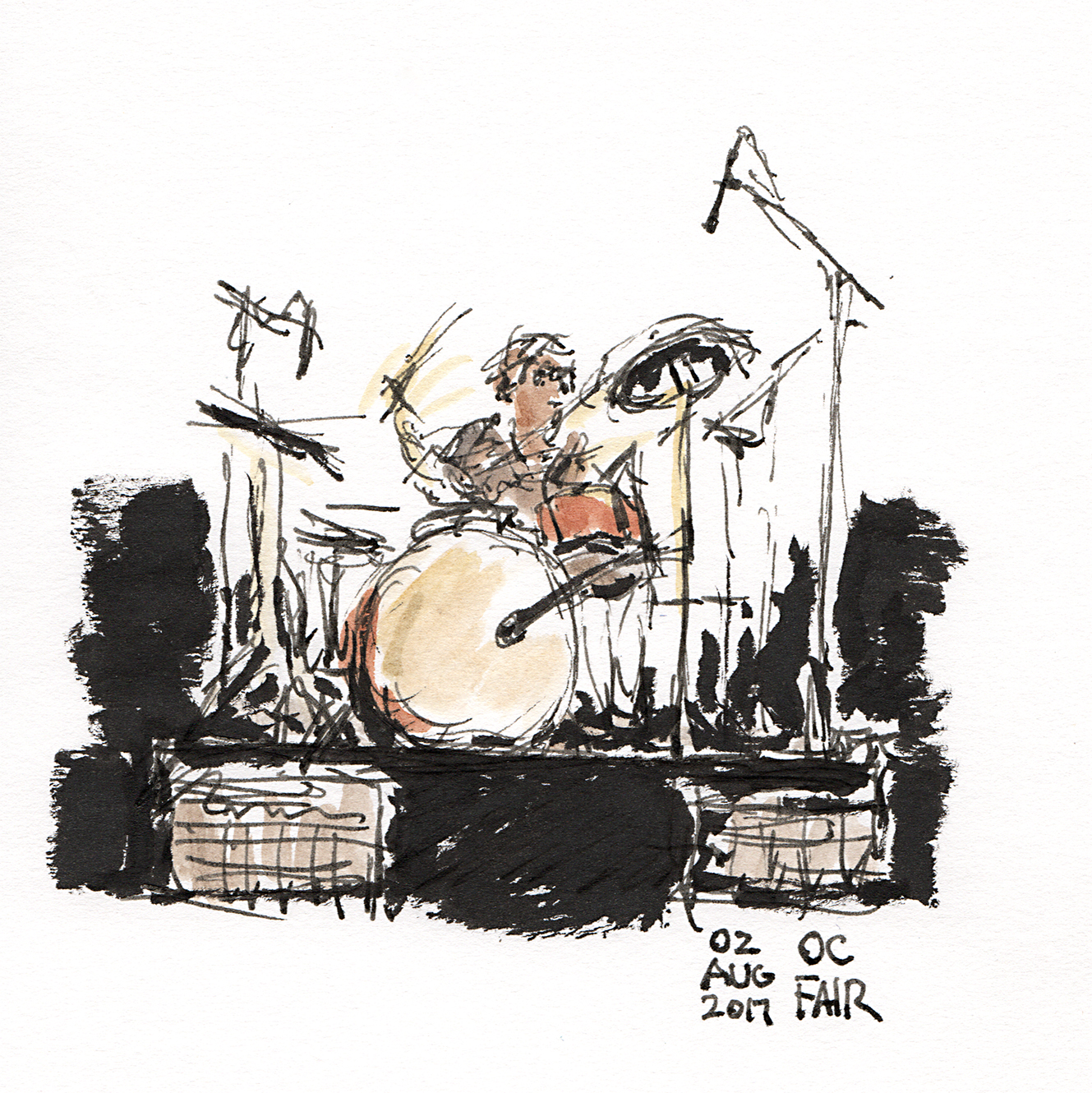 1329x1330 Urban Sketch Drummer Dan Tabata - Sketch Drum
