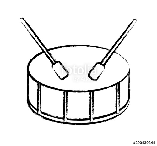 500x464 Sketch Of Drum Icon Over White Background, Vector Illustration - Sketch Drum