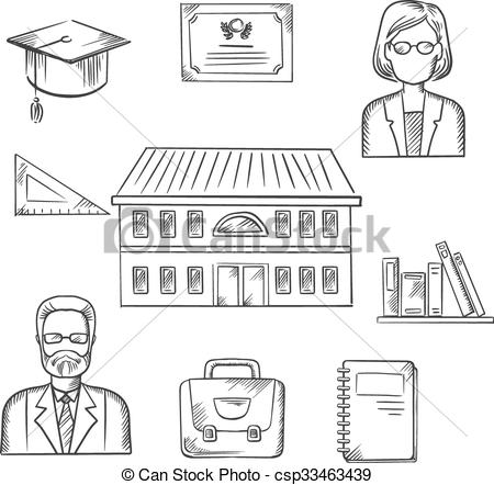 450x442 School And Education Sketch Icons. School Education Sketch Design - Sketch Education