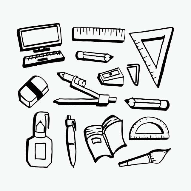 640x640 Student Equipments Back To School Theme Icon Hand Drawn Objects - Sketch Education